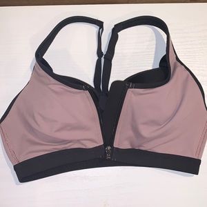 Victoria Sport Bra with zipper blk nude 34b c75